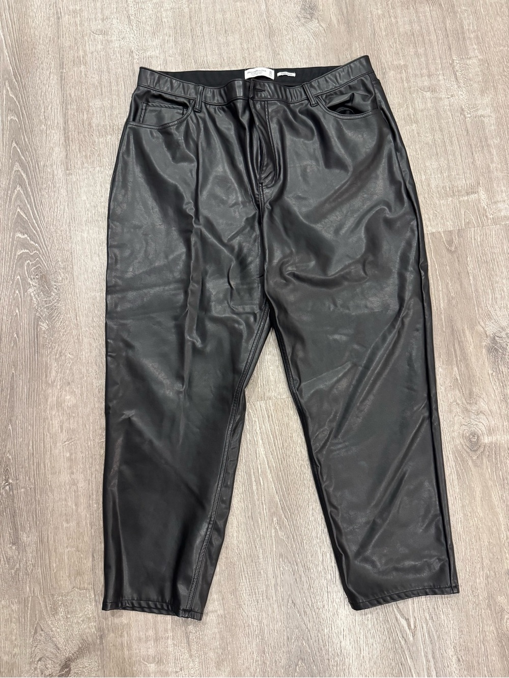 Abercrombie & Fitch Black Vegan Leather Ankle Straight Pants